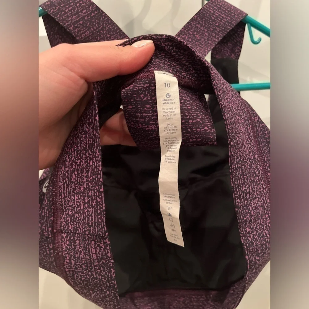 Lululemon Fast And Free Bra Size 10 Salt Dark Mystic Black